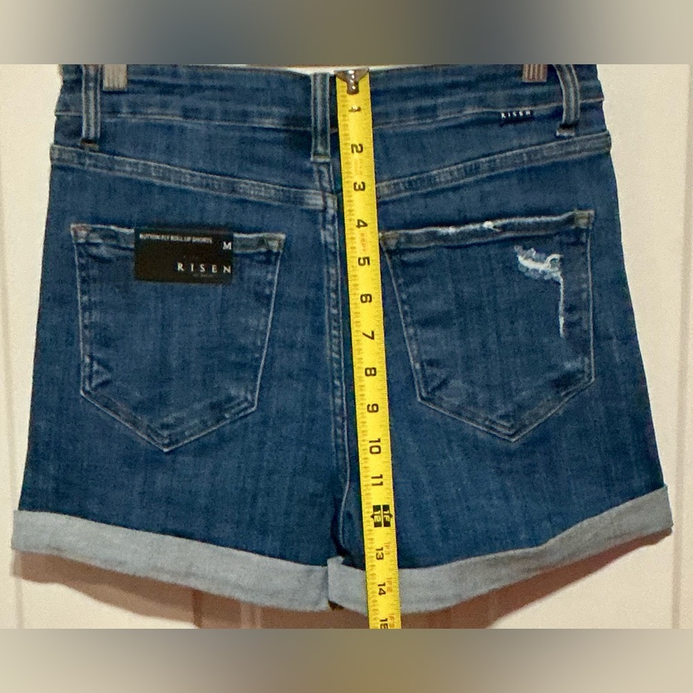 Risen Women's Distressed Blue Jean Shorts - Picture 5 of 6